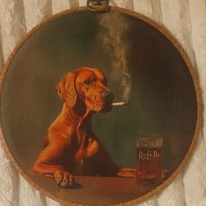 Vintage Dog Art Print - "Ruff Day" Hound With Beer And Ciggy, 10" Canvas